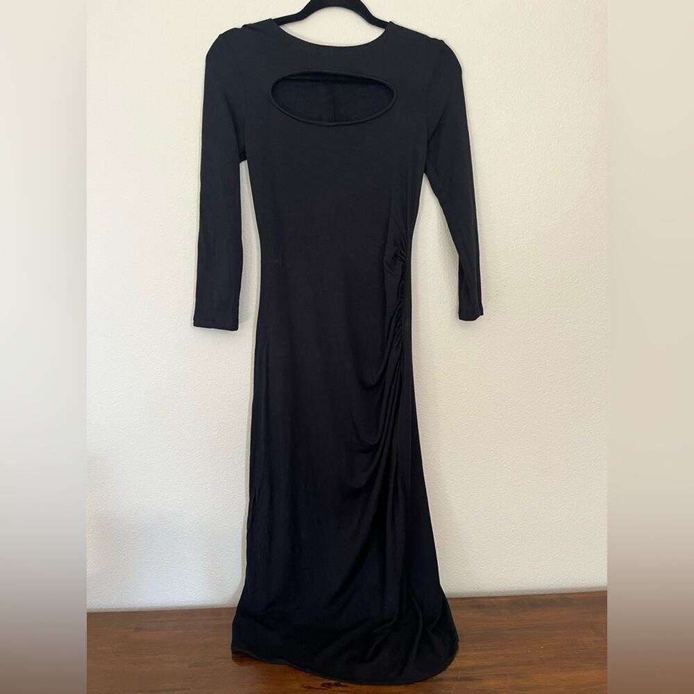 Bleusalt x Christian Siriano Rouched Bodycon Dress Black Minimalist LBD Sz S